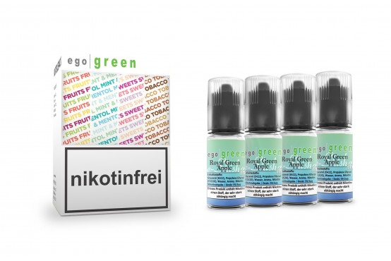 Vorteilspack 4x10ml Nikotinsalz Royal Green Apple E-Shisha Liquid egogreen Fruits online kaufen