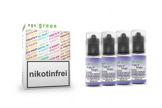 Vorteilspack 4x10ml Nikotinsalz Vape n' Grape E-Shisha Liquid egogreen Fruits online kaufen
