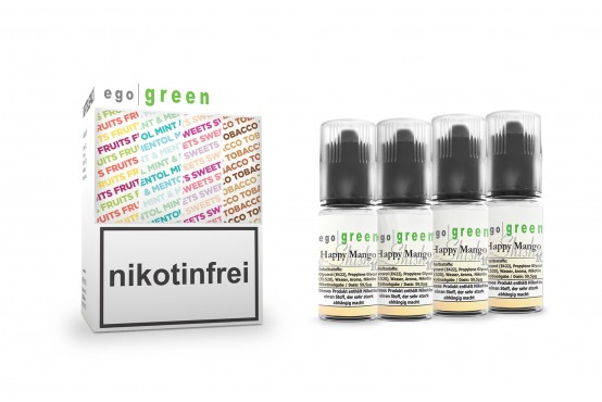 Vorteilspack 4x10ml e Shisha Liquid Nikotinsalz egogreen Happy Mango im online Shop kaufen