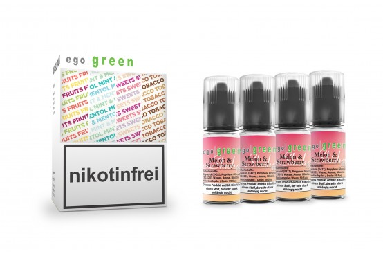 Vorteilspack 4x10ml e Shisha Liquid Nikotinsalz egogreen Melon & Strawberry im Shop kaufen