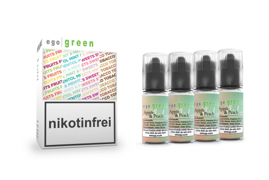 Vorteilspack 4x10ml e Shisha Liquid Nikotinsalz egogreen Apple & Peach online im Shop kaufen