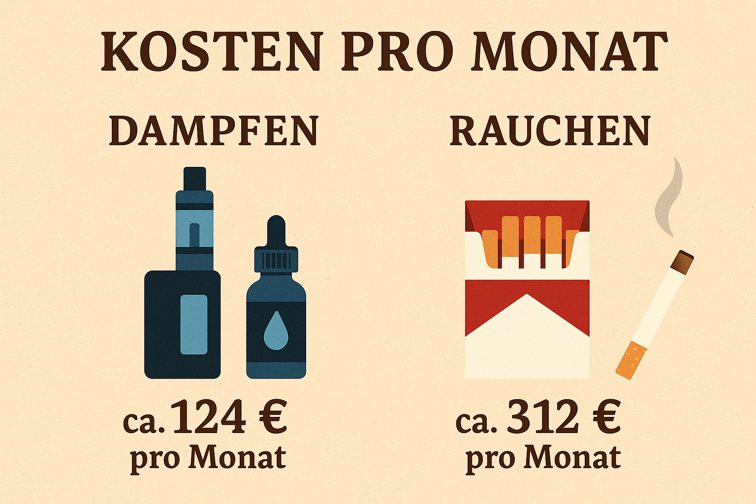 Dampfen vs. Rauchen - was kostet mehr im Monat? Dampfen vs. Rauchen - was kostet mehr im Monat?