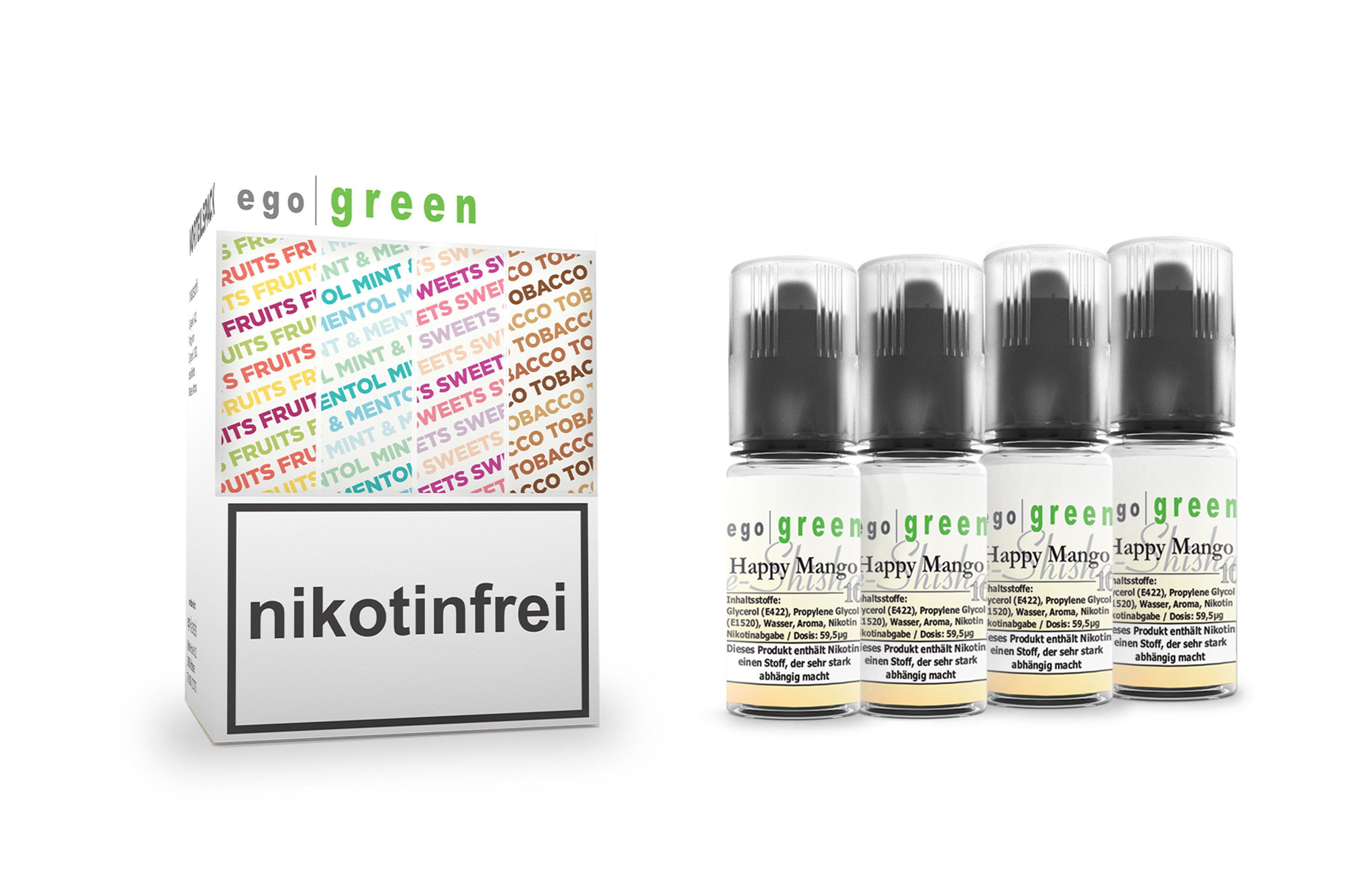 egogreen Vorteilspack Happy Mango Nikotinsalz e-Shisha Liquid 4x10ml kaufen