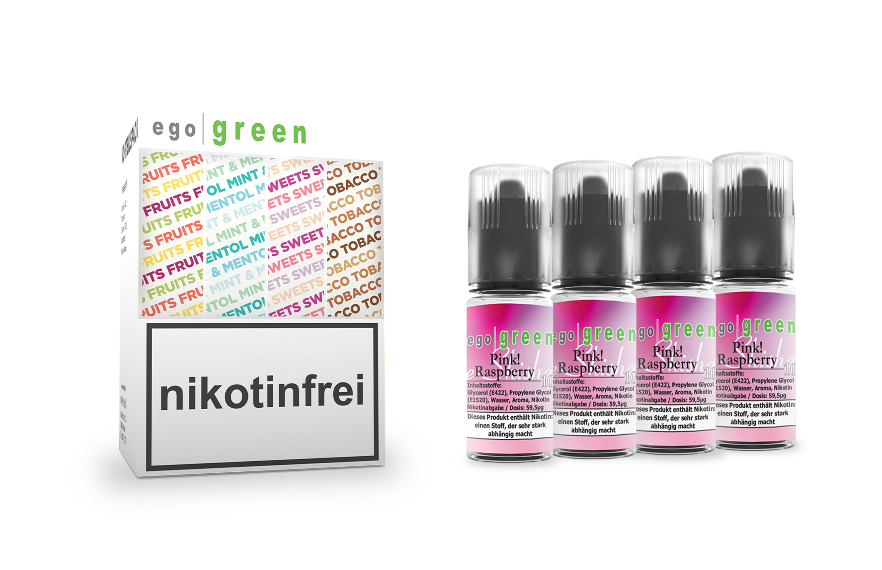 egogreen Vorteilspack Pink Raspberry Nikotinsalz e-Shisha Liquid 4x10ml kaufen